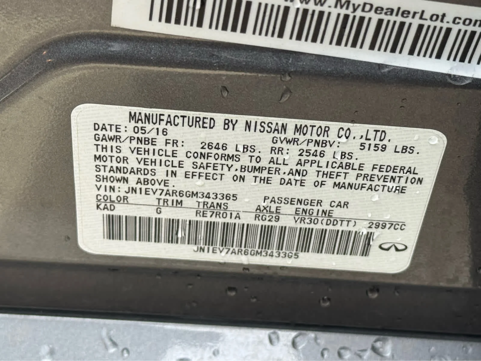Certified Used 2016 Graphite Shadow INFINITI 3.0t Premium image 26