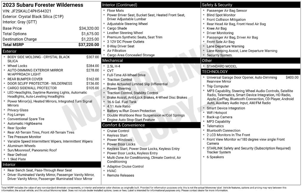 Used 2023 Black Subaru Wilderness image 1