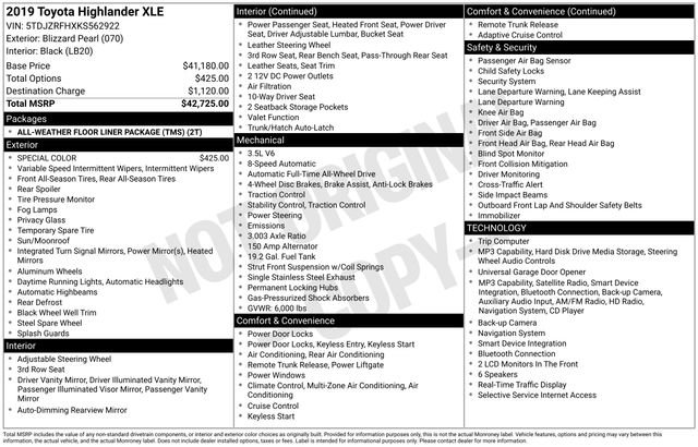 Used 2019 White Toyota XLE image 10