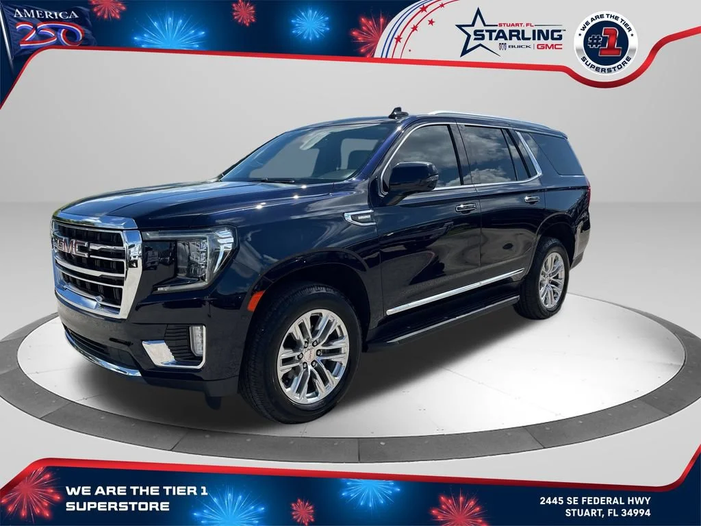 Used 2021 MIDNIGHT BLUE METALLIC GMC SLT image 1