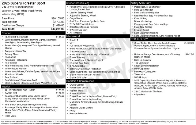 Used 2025 White Subaru Sport image 40