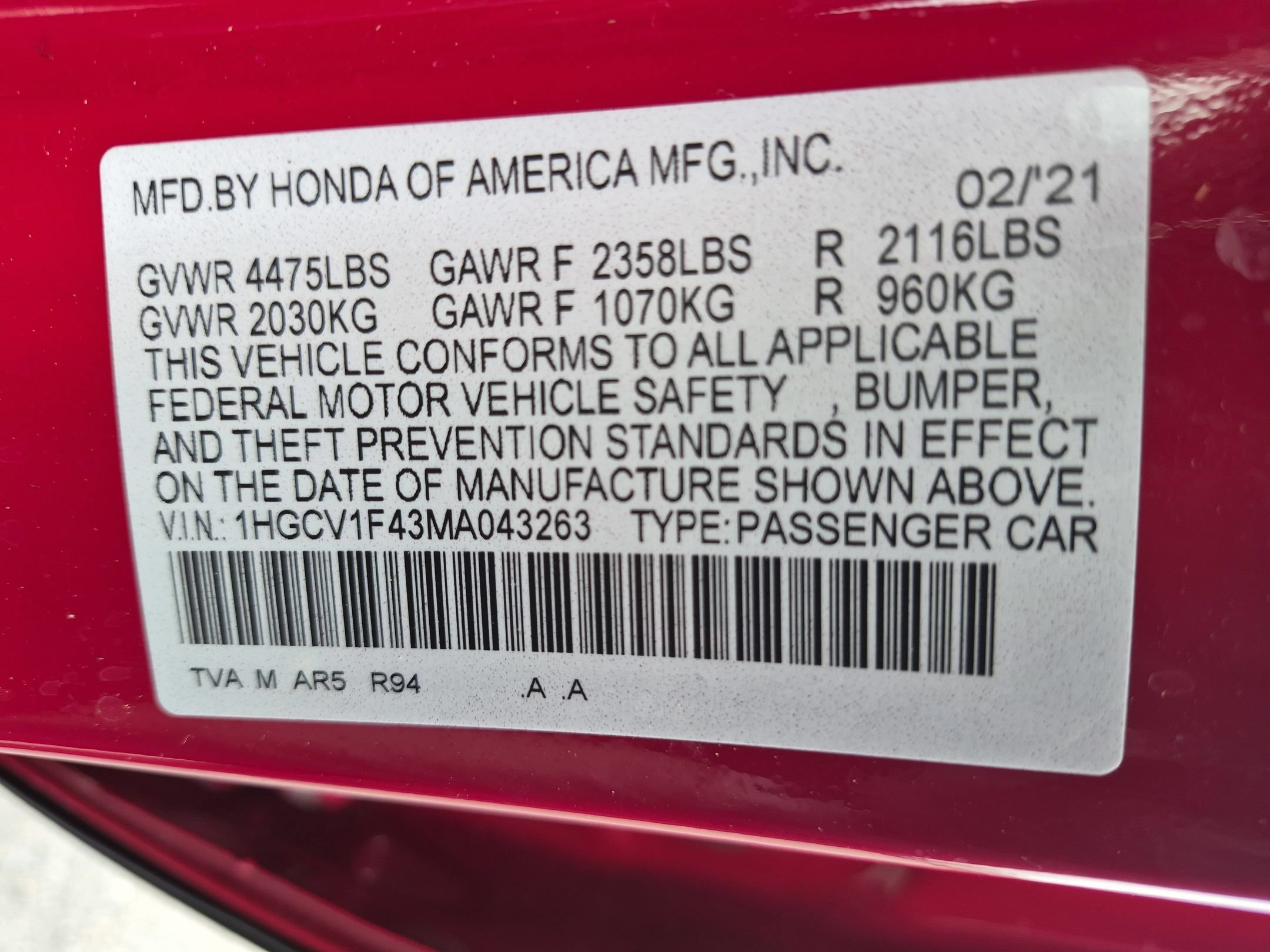 Used 2021 Red Honda Sport SE image 33