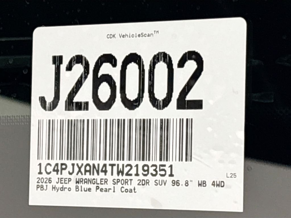 New 2026 Hydro Blue Pearl-Coat Exterior Paint Jeep Sport S image 23