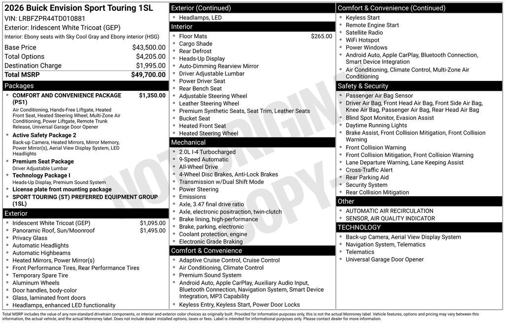 New 2026 Iridescent White Tricoat Buick Sport Touring image 31