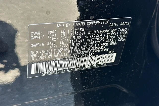 New 2026 CRYSTAL BLACK SILICA Subaru Premium 7-Passenger image 25