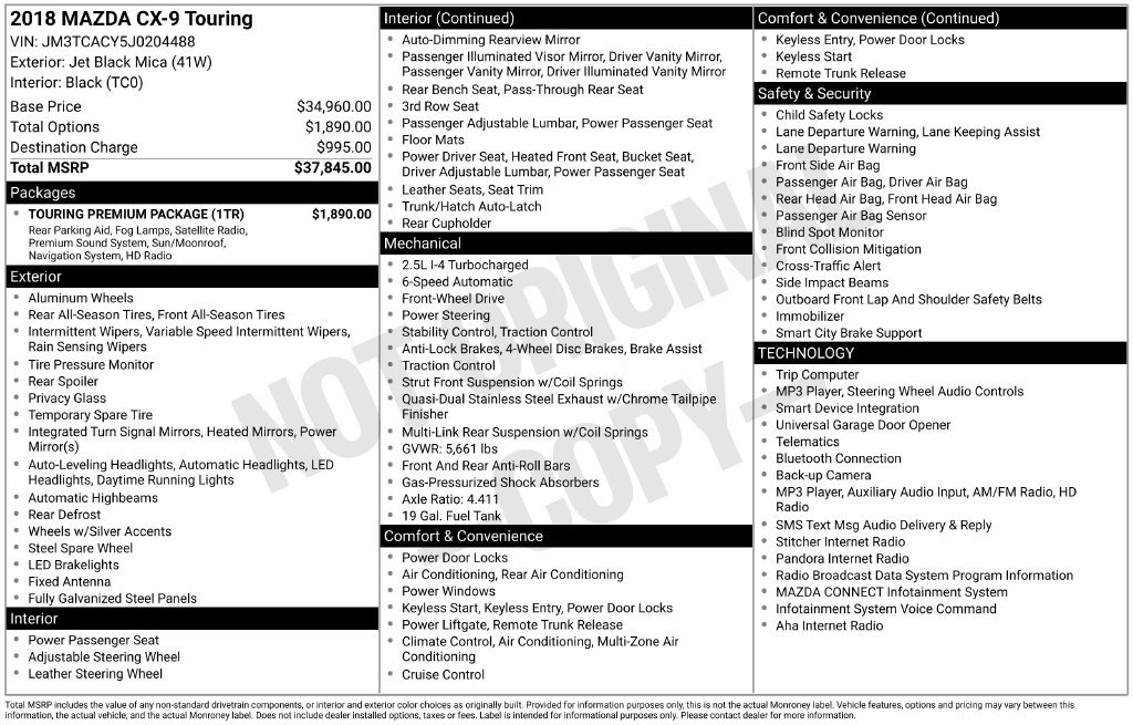 Used 2018 Black Mazda Touring image 17