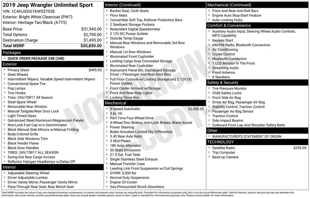 Used 2019 White Jeep Unlimited Sport image 7