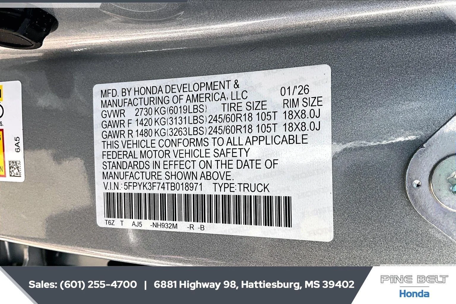 Used 2026 Solar Silver Metallic Honda TrailSport S image 7