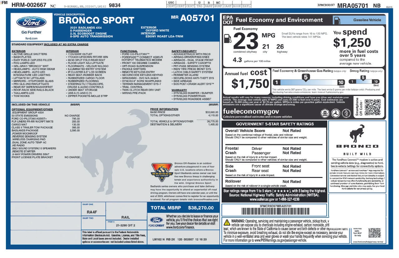 Certified Used 2021 Oxford White Ford Badlands image 60