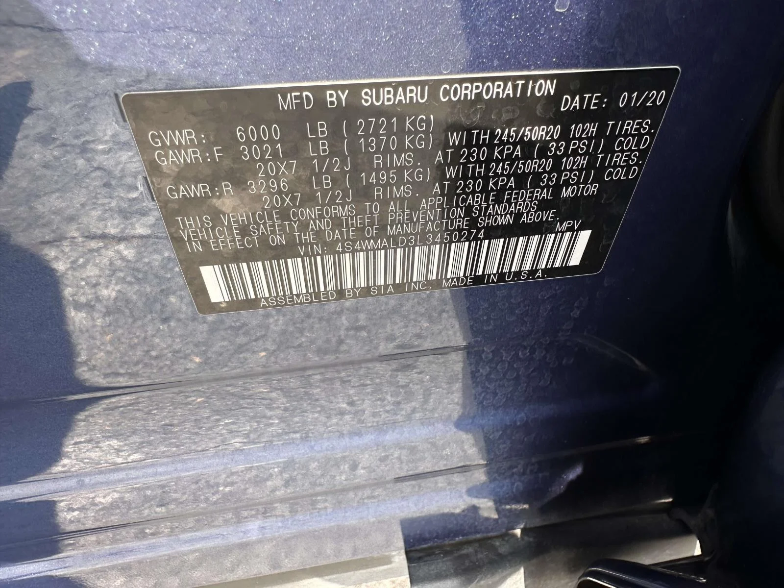 Used 2020 Abyss Blue Pearl Subaru Limited image 23