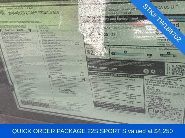 New 2026 Black Clearcoat Jeep Sport S image 2