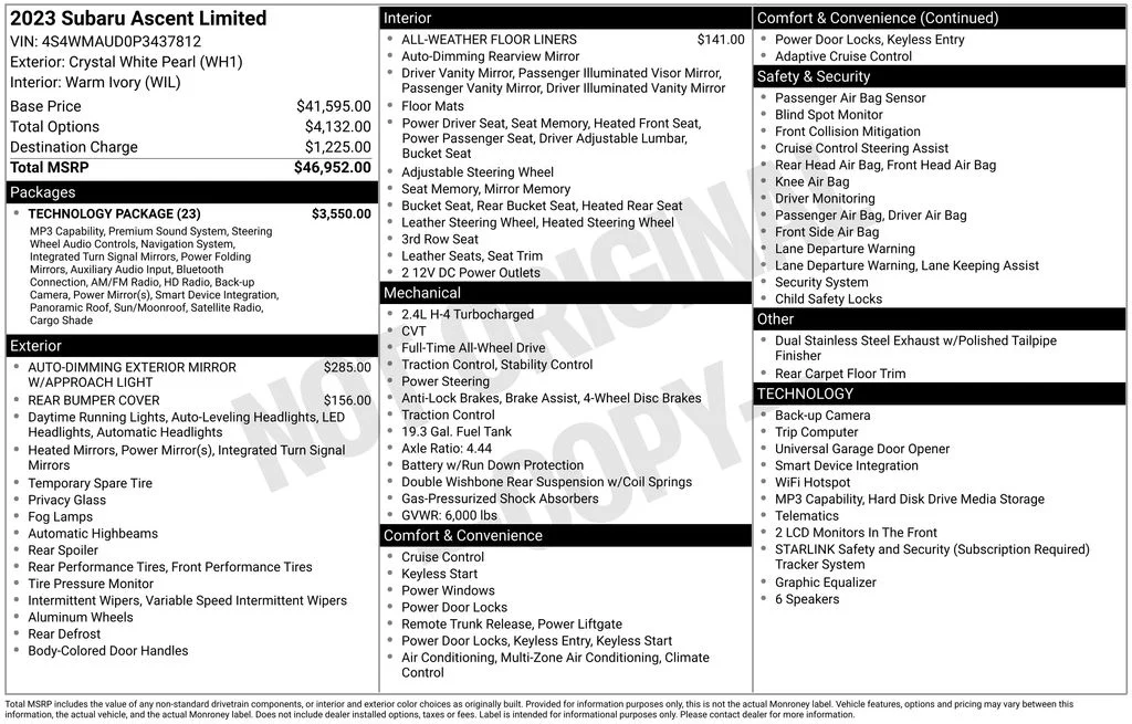 Certified Used 2023 White Subaru Limited image 47