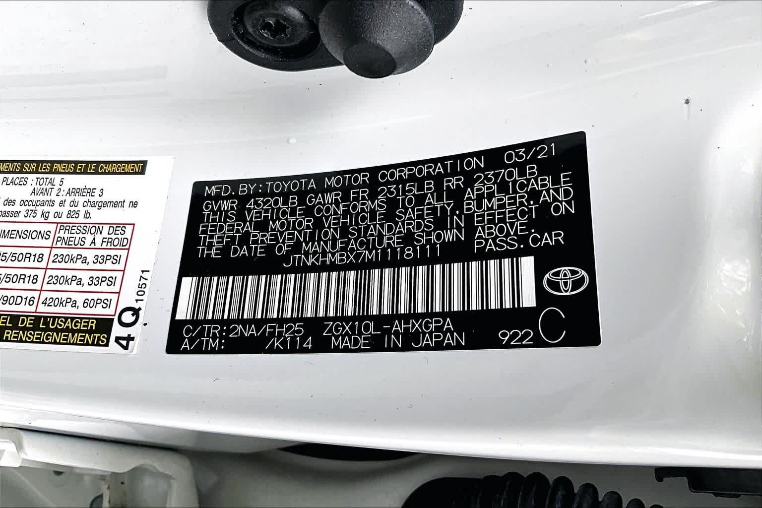 Certified Used 2021 Blizzard Pearl w/Black Roof Toyota Nightshade image 33