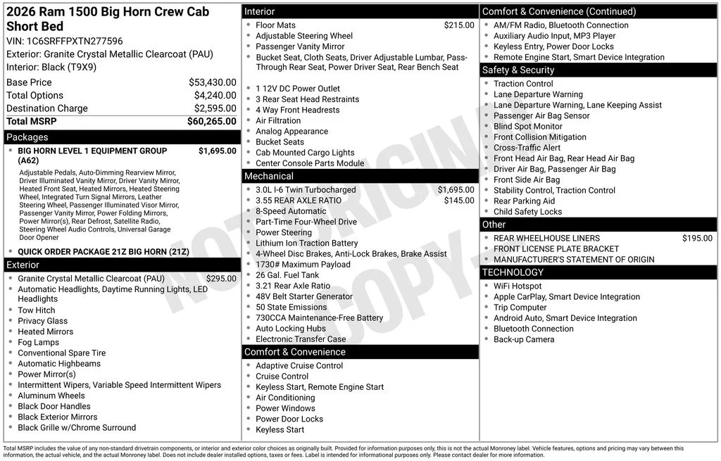 New 2026 Granite Crystal Metallic Clearcoat RAM Big Horn/Lone Star image 29