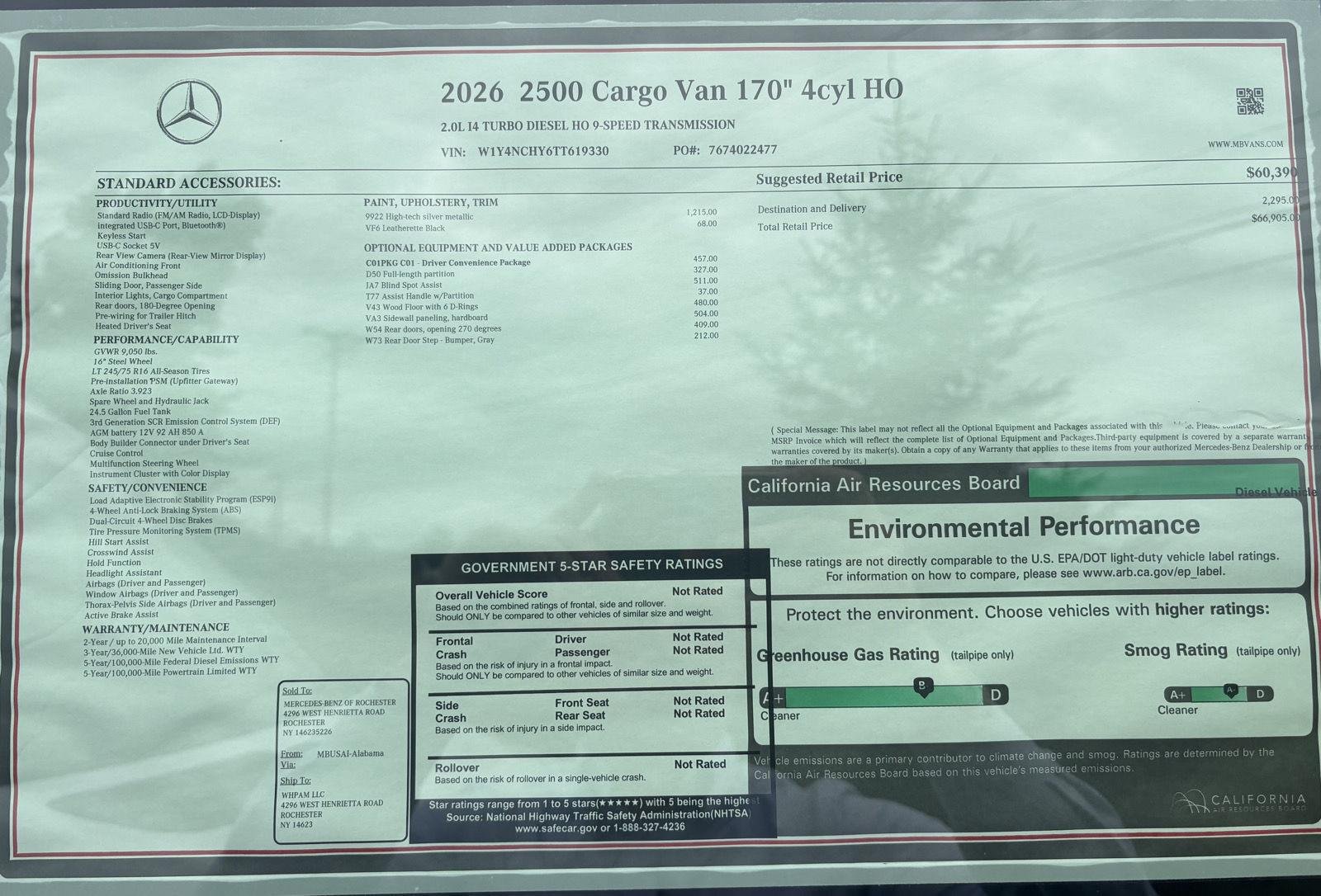 New 2026 high-tech silver metallic Mercedes-Benz Cargo Van 170” 4cyl HO image 2
