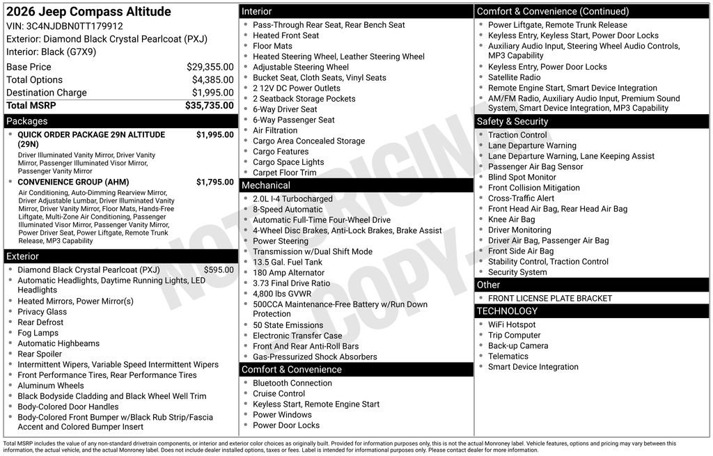 New 2026 Diamond Black Crystal Pearlcoat Jeep Latitude image 3