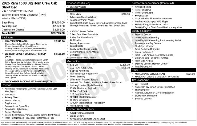 New 2026 Bright White Clear-Coat Exterior Paint RAM Big Horn/Lone Star image 27