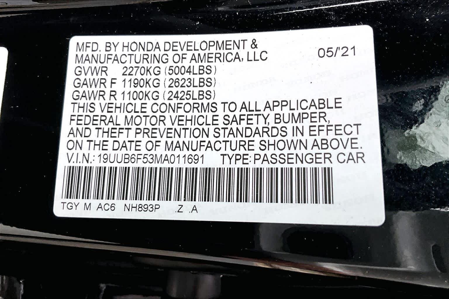 Used 2021 Majestic Black Pearl Acura w/A-Spec Package image 36