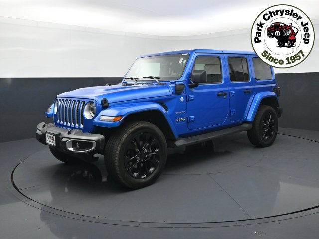 Used 2021 Jeep Wrangler Unlimited Sahara 4XE with VIN 1C4JJXP68MW704535 for sale in Burnsville, Minnesota