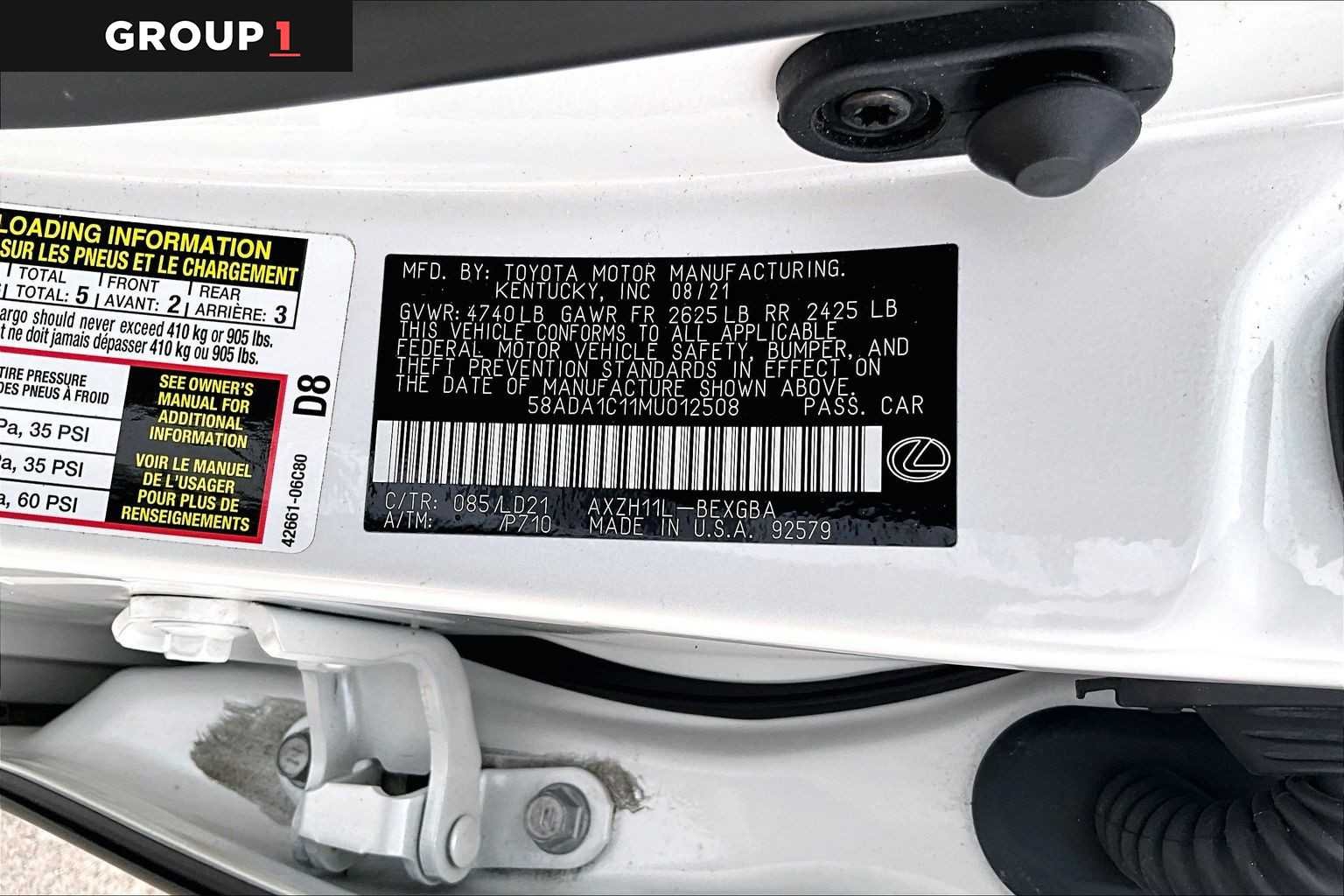 Certified Used 2021 EMINENT WHITE PEARL Lexus  image 34