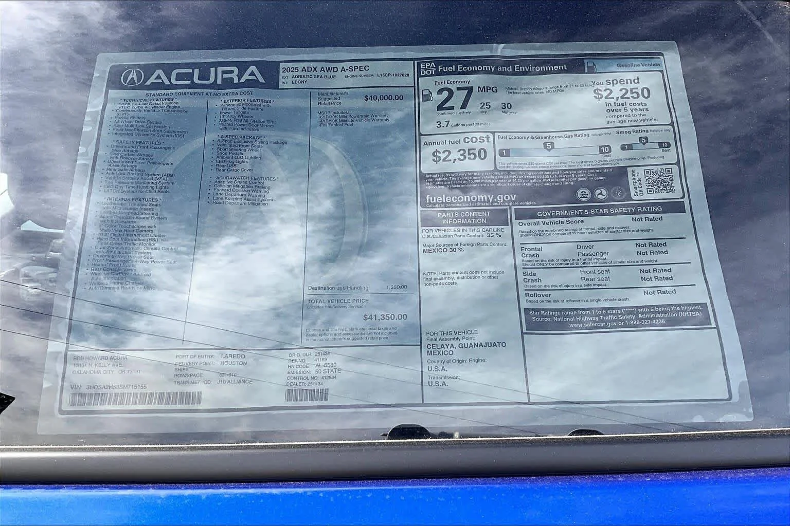New 2025 Adriatic Blue Sea Metallic Acura w/A-Spec Package image 17