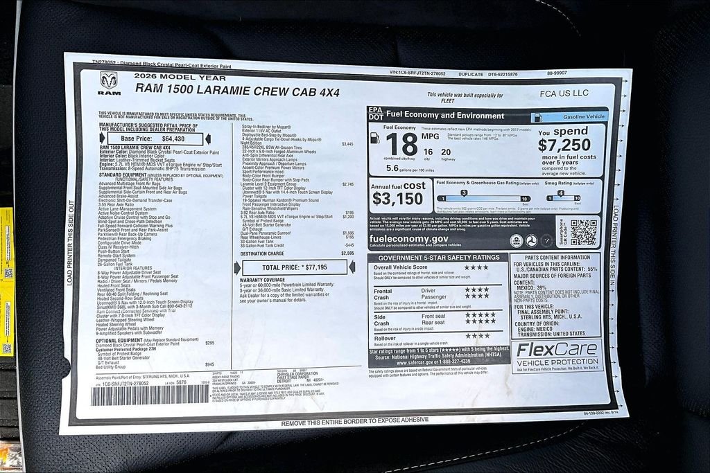 New 2026 Ram 1500 Laramie 4D Crew Cab