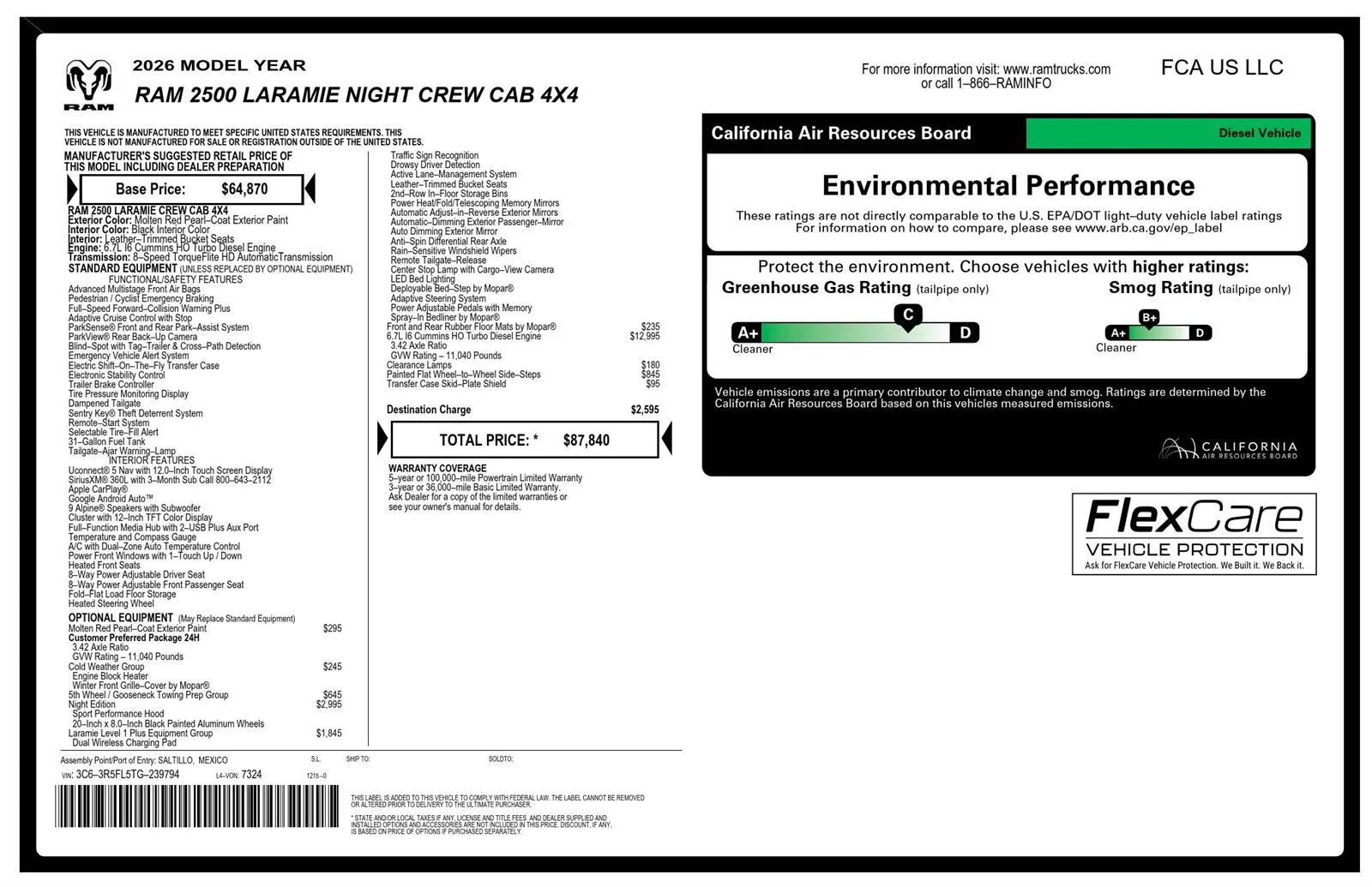 New 2026 Molten Red Pearl-Coat Exterior Paint RAM Laramie image 23