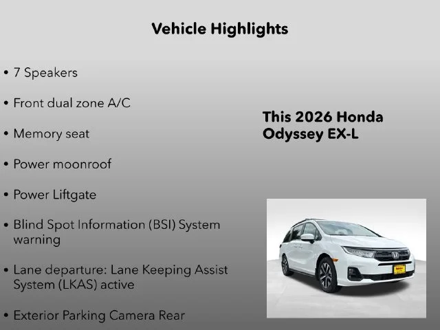 New 2026 Platinum White Pearl Honda EX-L image 32