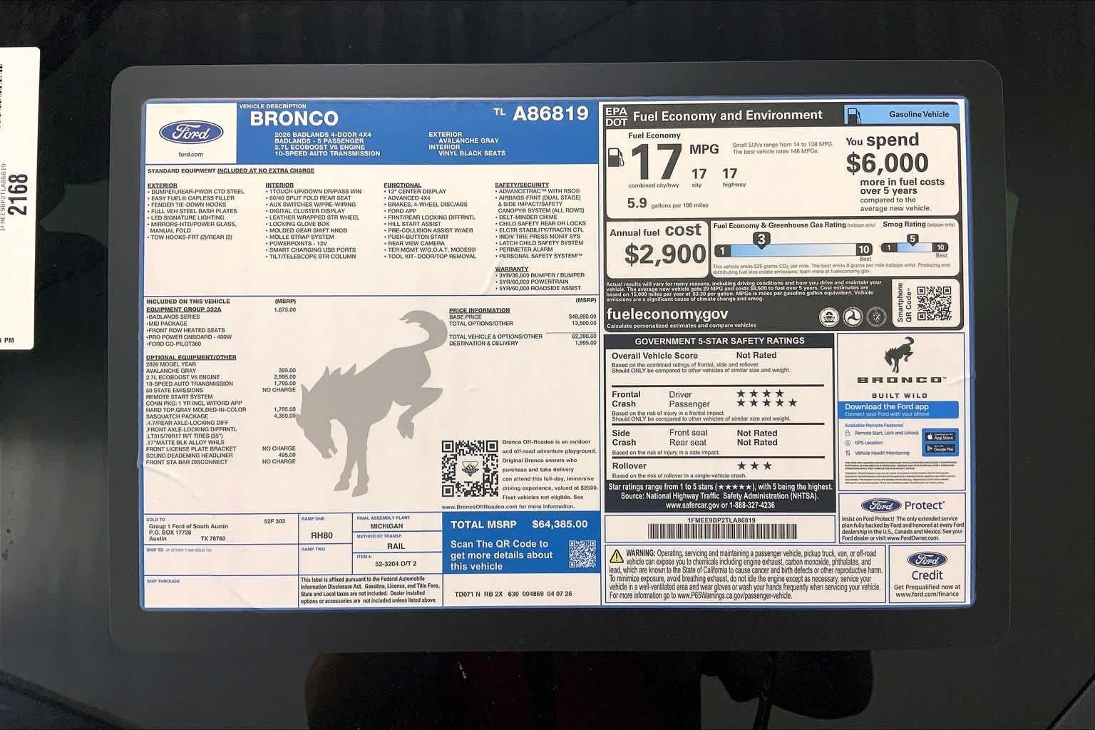 New 2026 Avalanche Gray Ford Badlands® image 21