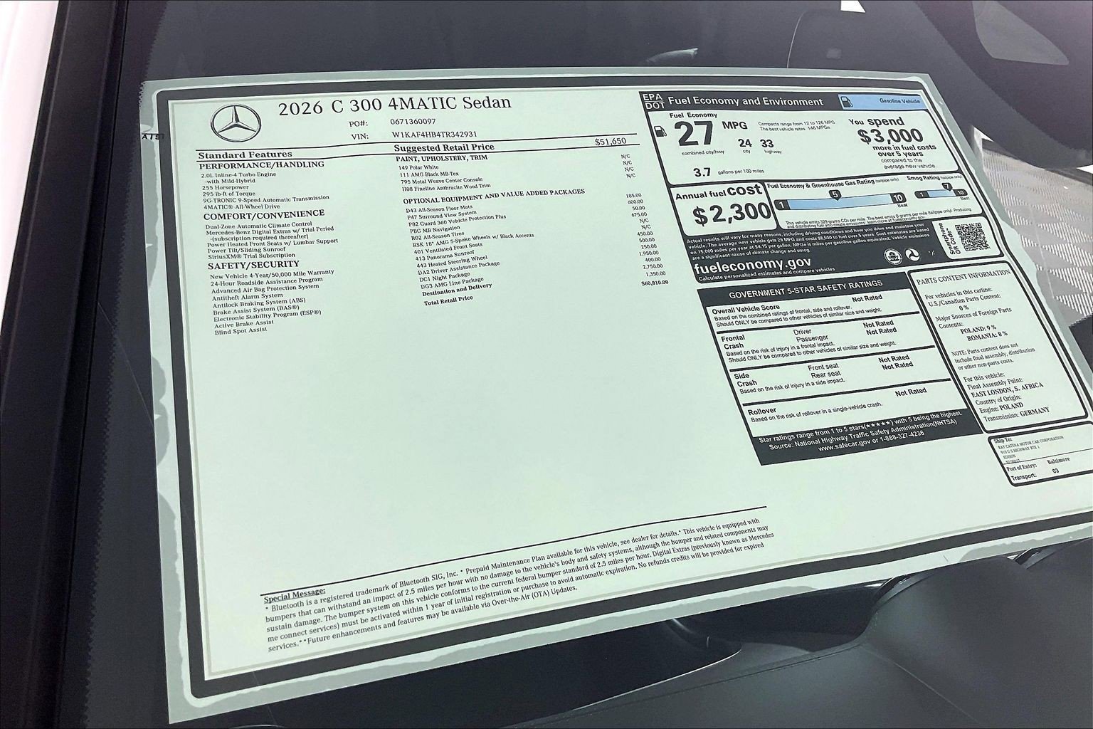 New 2026 Polar White Mercedes-Benz C 300 image 26