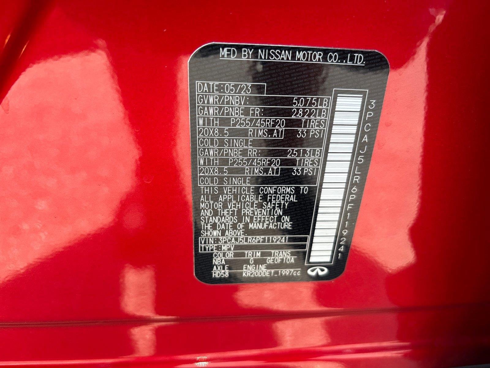 Used 2023 Dynamic Sunstone Red INFINITI SENSORY image 12