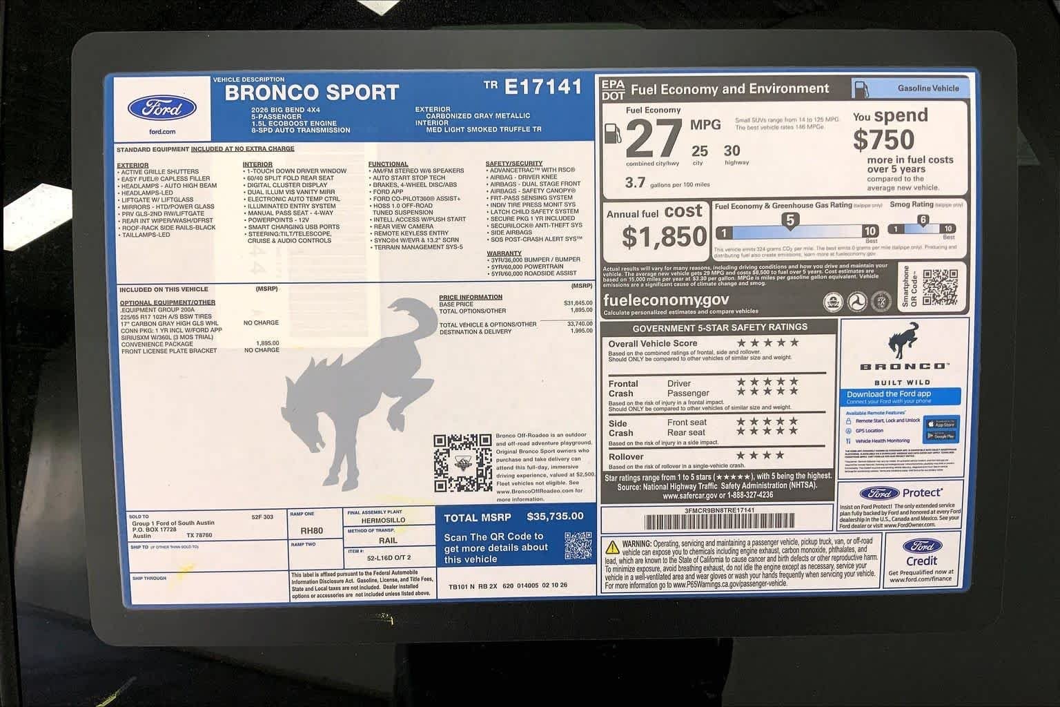New 2026 Carbonized Gray Metallic Ford Big Bend® image 21