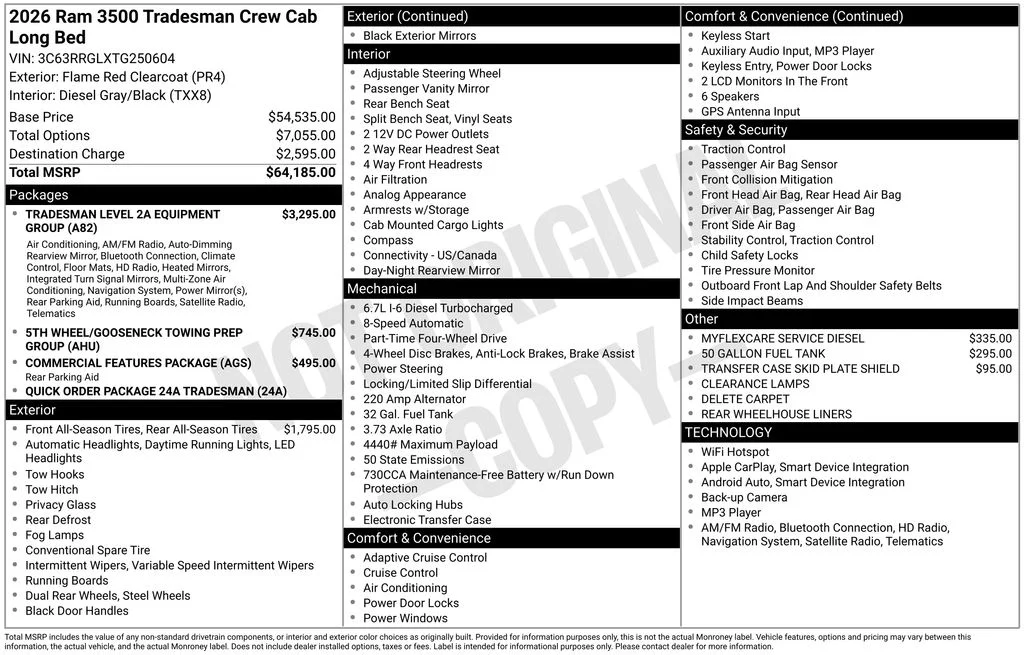 New 2026 Flame Red Clear-Coat Exterior Paint RAM Tradesman image 5