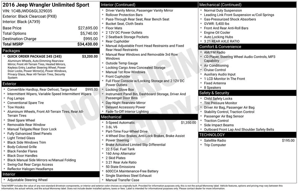 Used 2016 Black Jeep Unlimited Sport image 6