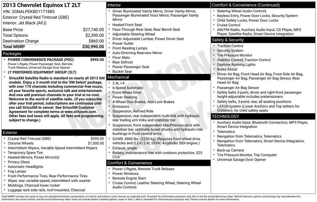 Used 2013 Chevrolet Equinox 2LT with VIN 2GNALPEK8D1171885 for sale in Elk River, Minnesota