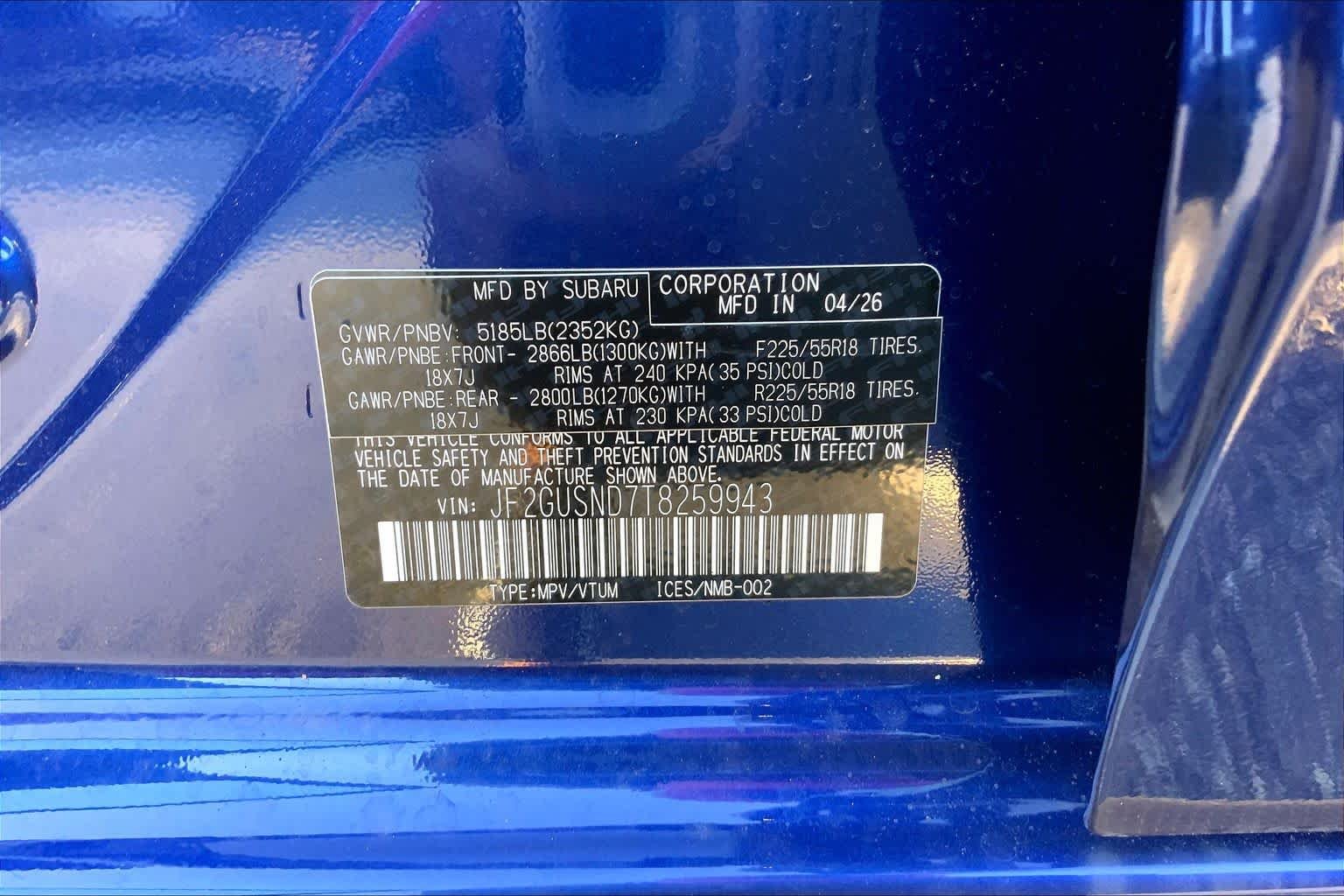 New 2026 SAPPHIRE BLUE PEARL Subaru Limited Hybrid image 15