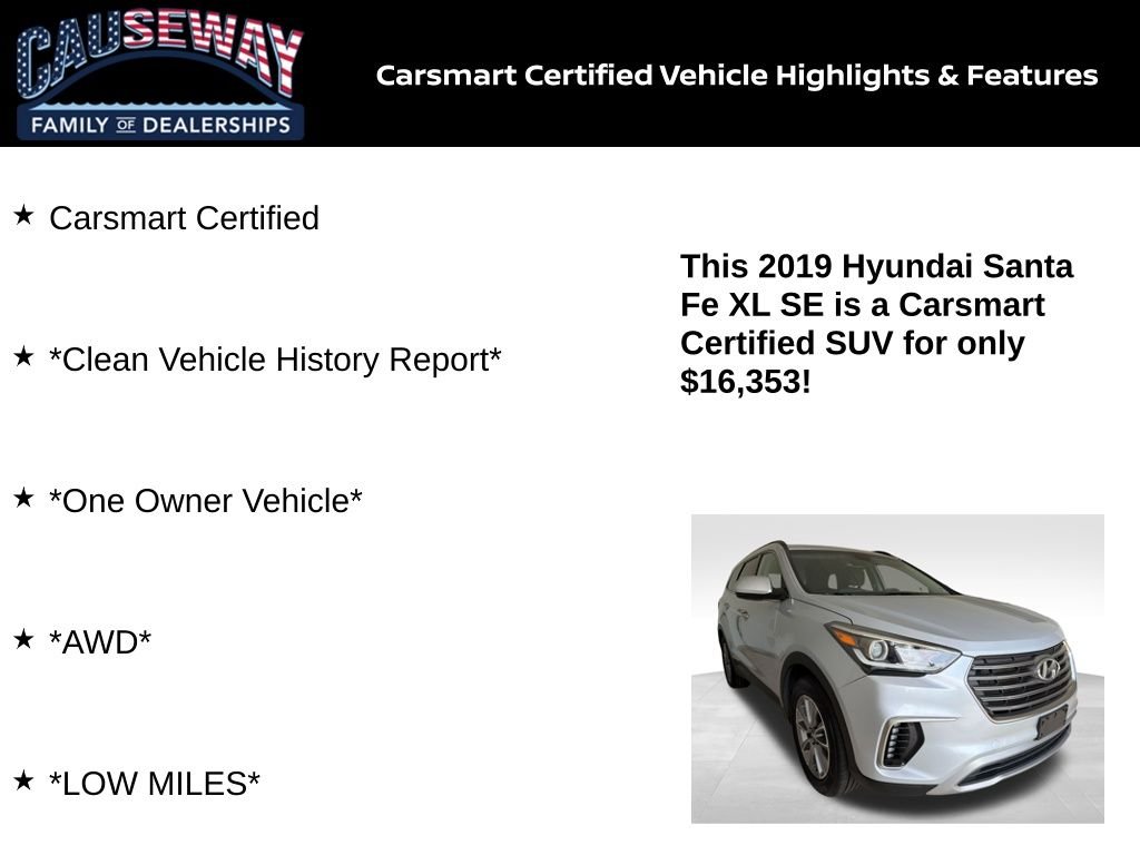 Certified 2019 Hyundai Santa Fe SE with VIN KM8SMDHF6KU299045 for sale in Stafford Township, NJ