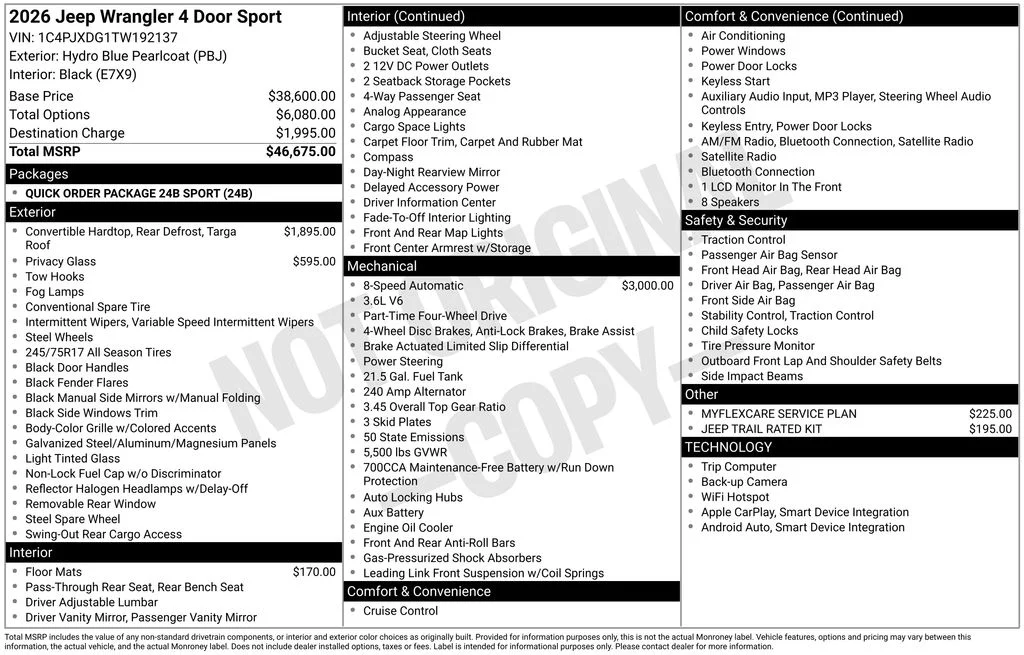 New 2026 Hydro Blue Pearl-Coat Exterior Paint Jeep Sport image 6