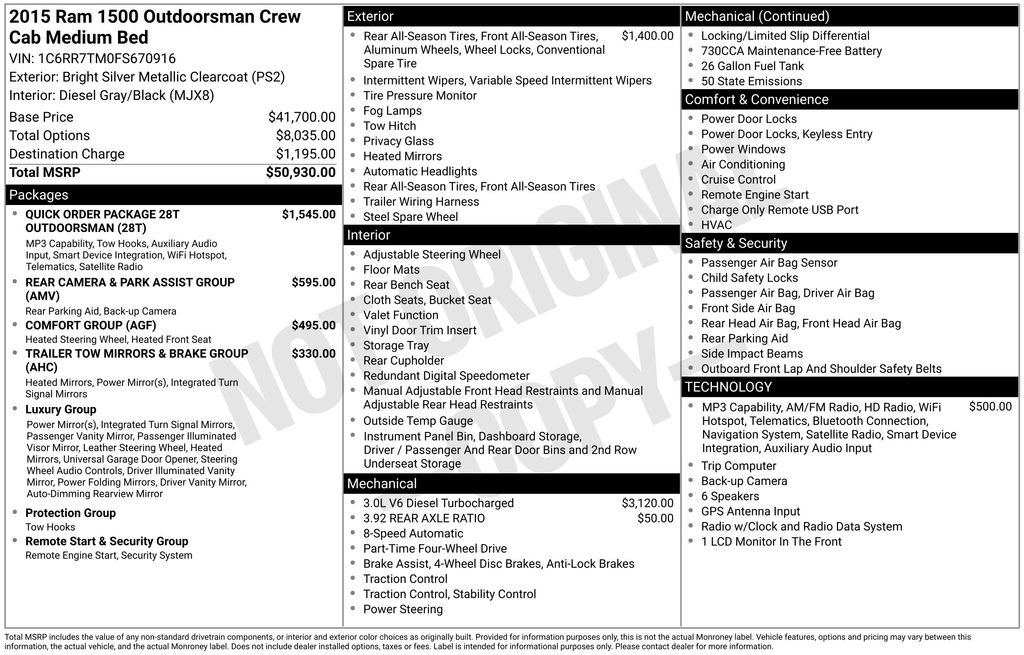 Used 2015 Bright Silver Clearcoat Metallic Ram Outdoorsman image 31