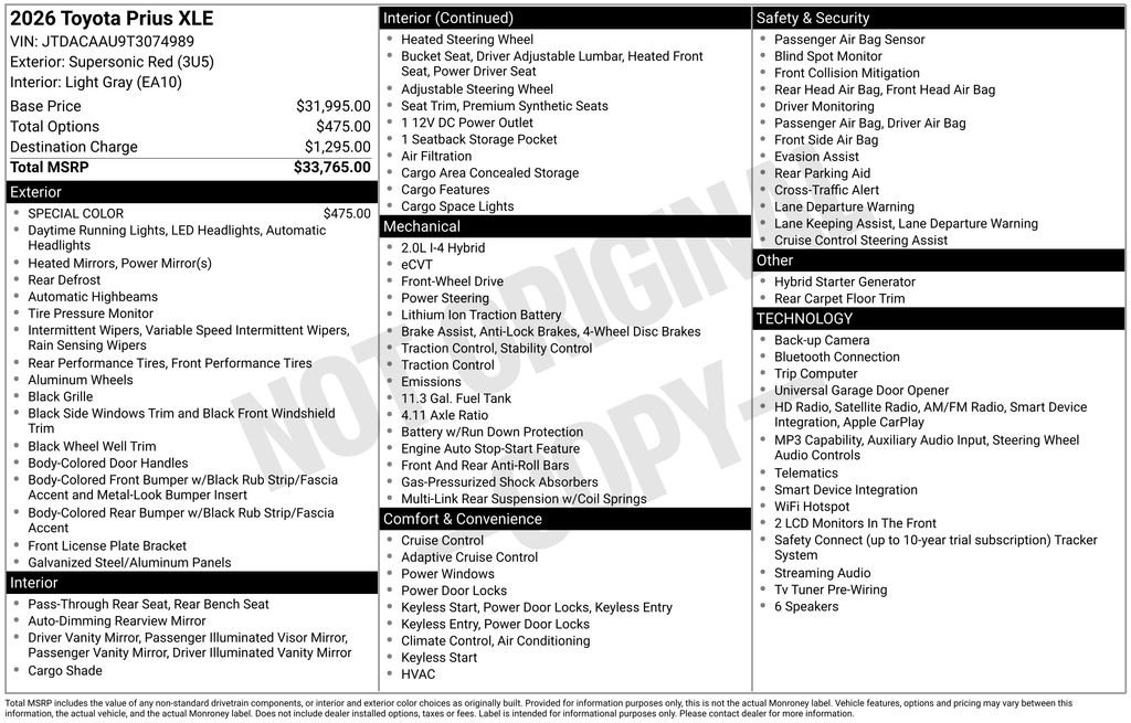 Used 2026 Red Toyota XLE image 2