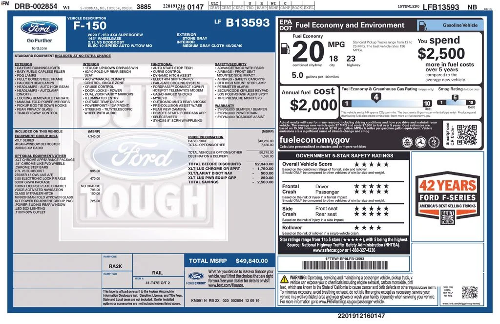 Used 2020 Stone Gray Metallic Ford XLT image 35