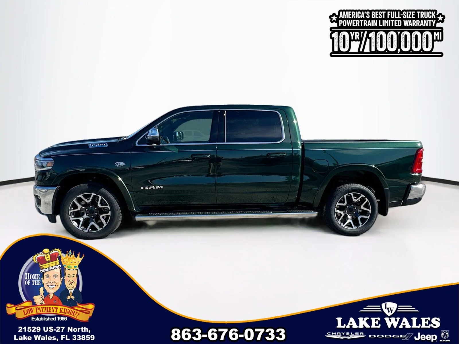 New 2026 Serrano-Green Metallic Exterior Paint RAM Laramie image 3