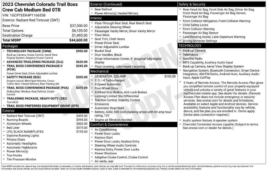 Used 2023 Radiant Red Tintcoat Chevrolet Trail Boss image 3
