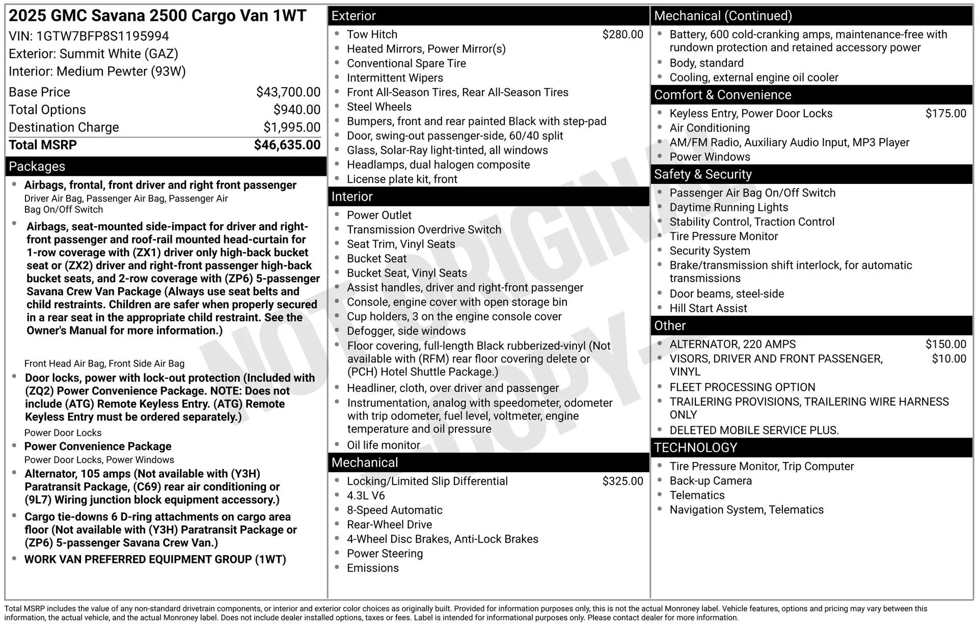 New 2025 Summit White GMC Work Van image 3