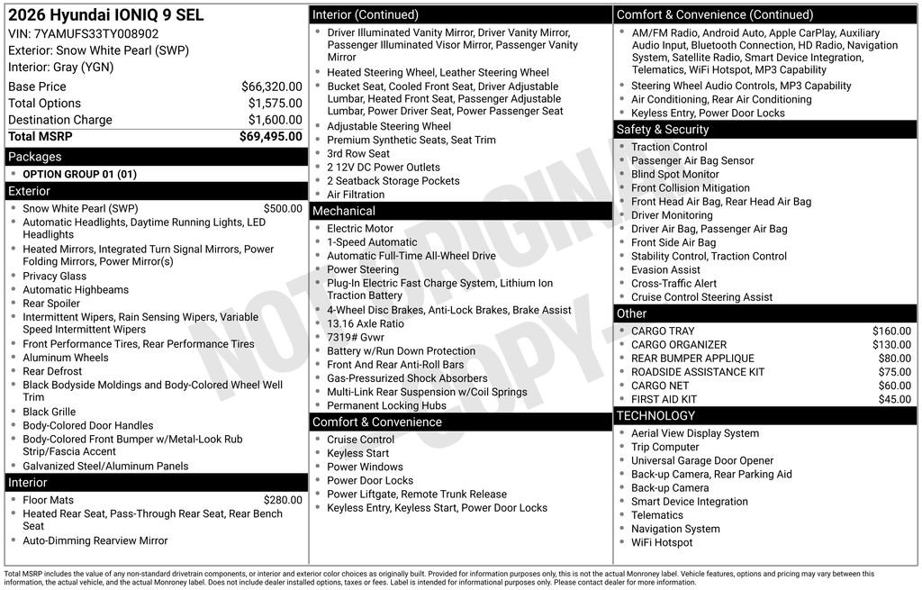 Certified 2026 Hyundai IONIQ 9 SEL with VIN 7YAMUFS33TY008902 for sale in Highland Park, IL