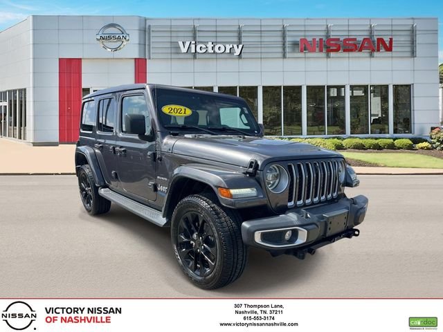 Used 2021 Gray Jeep Unlimited Sahara 4xe image 1