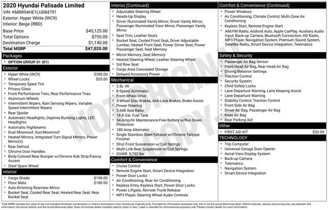 Used 2020 White Hyundai Limited image 45