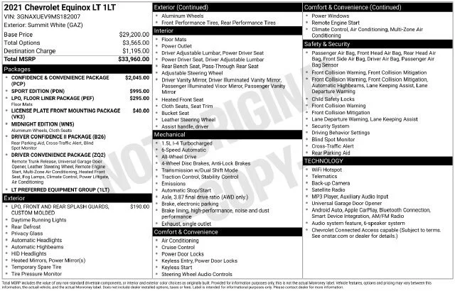 Used 2021 SUMMIT WHITE Chevrolet LT image 5