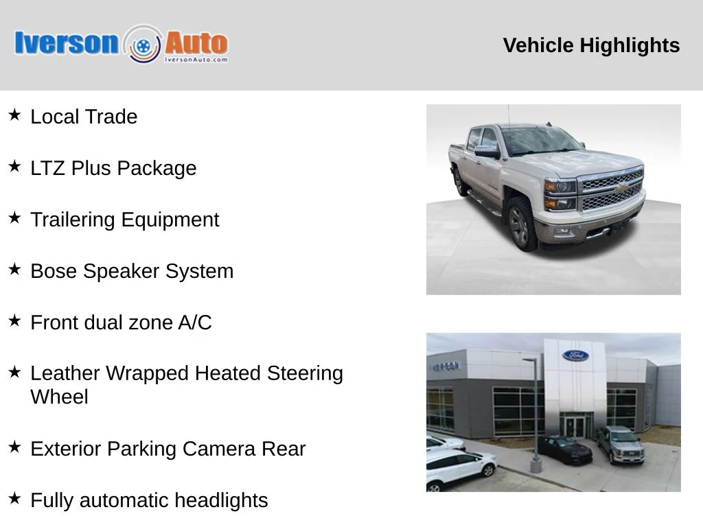 Used 2015 Chevrolet Silverado 1500 LTZ with VIN 3GCUKSEC0FG164587 for sale in Huron, SD