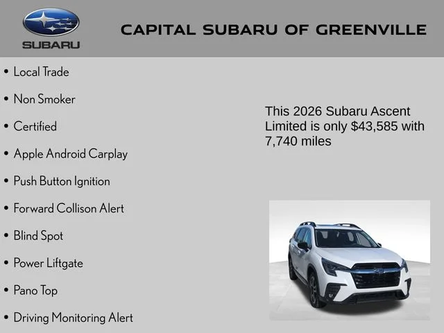 Used 2026 White Subaru Limited image 9